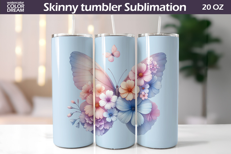 Pastel Butterfly Tumbler Sublimation | Floral Incest Wrap