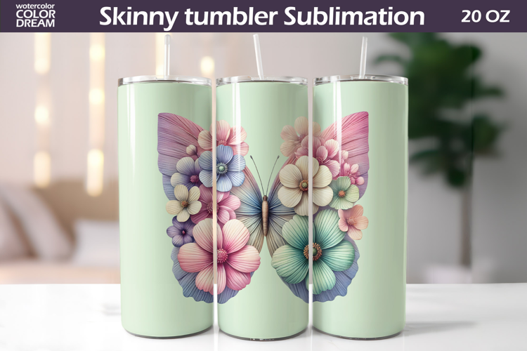 Pastel Butterfly Tumbler Sublimation | Floral Incest Wrap