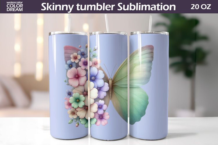Pastel Butterfly Tumbler Sublimation | Floral Incest Wrap