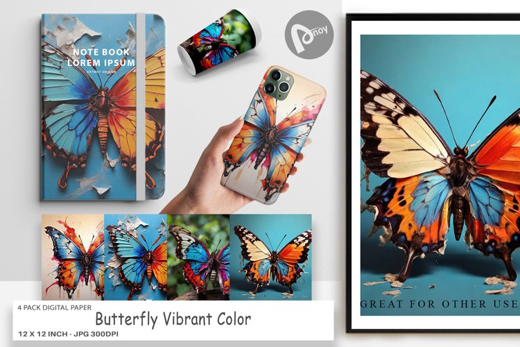Digital Paper Butterfly Vibrant Color