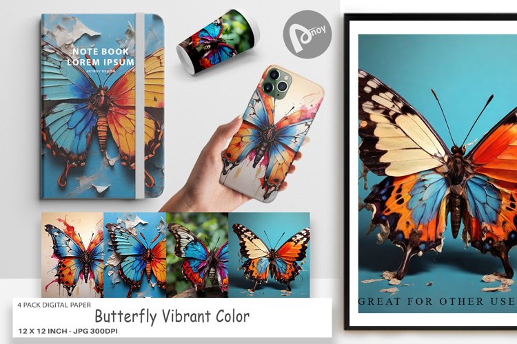 Digital Paper Butterfly Vibrant Color example image 1