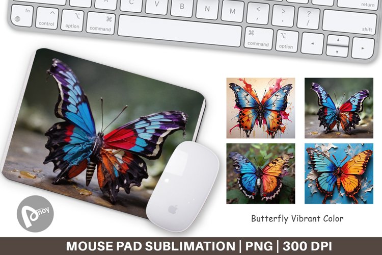 Mouse Pad Butterfly Vibrant Color