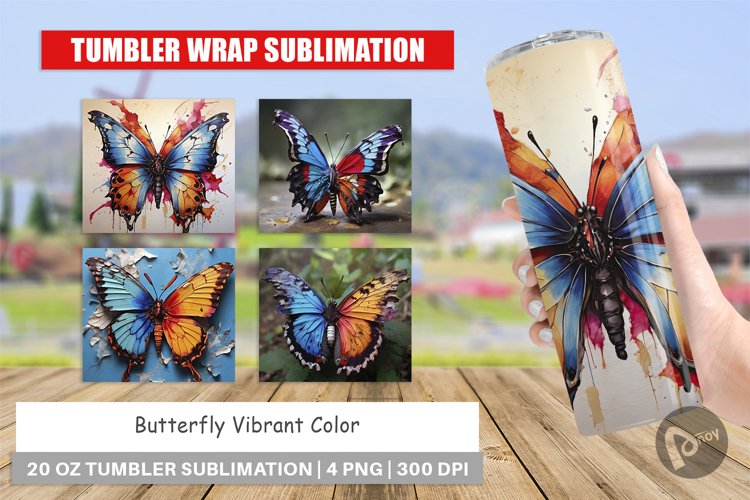 Tumbler Wrap Butterfly Vibrant Color