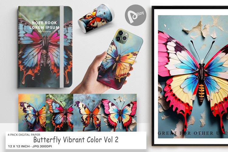 Digital Paper Butterfly Vibrant Color example image 1