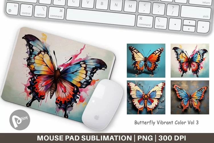 Mouse Pad Butterfly Vibrant Color