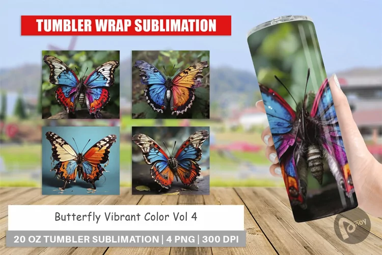 Tumbler Wrap Butterfly Vibrant Color