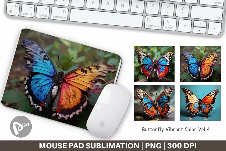 Mouse Pad Butterfly Vibrant Color