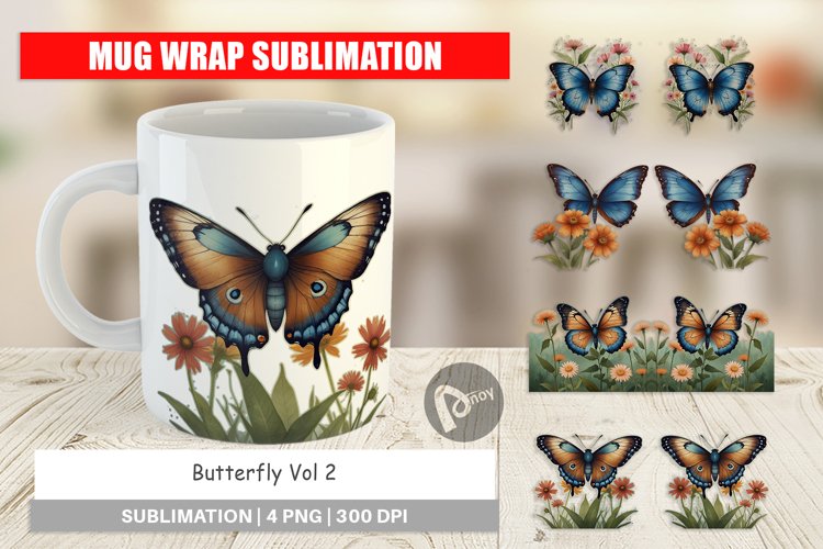 Mug Wrap Design Butterfly illustration