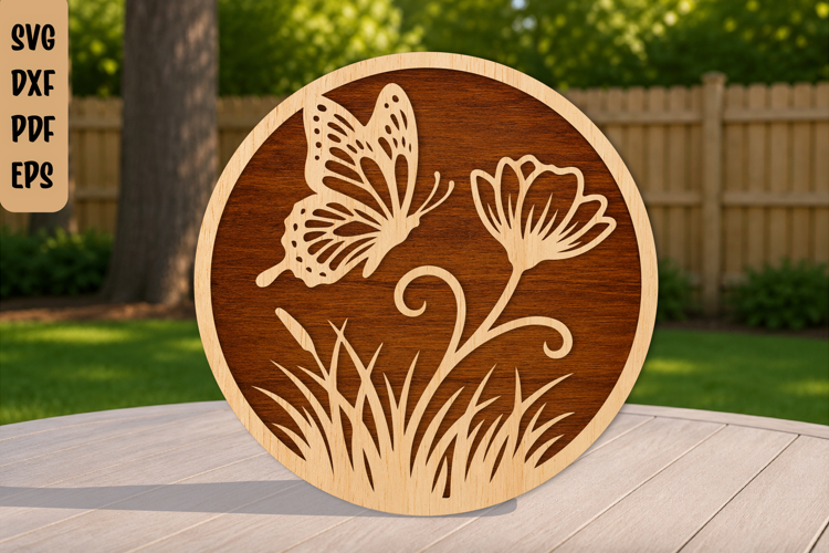 Butterfly Wildflower Laser Cut SVG Design