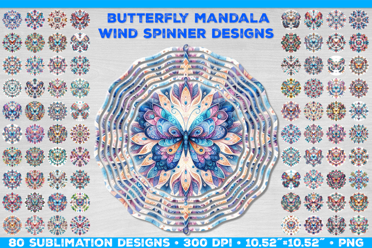 Bundle of Wind Spinner Sublimation Designs with Butterfly