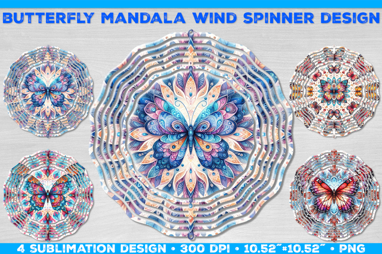 Wind Spinner Sublimation Design with Watercolor Butterfly