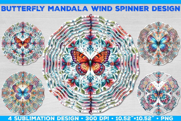 Wind Spinner Sublimation Design with Watercolor Butterfly