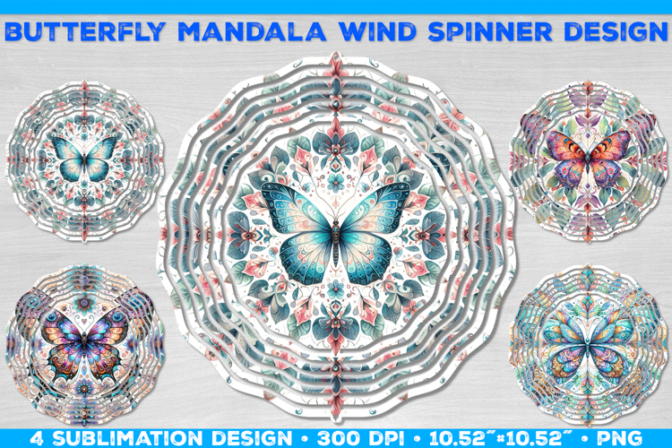 Wind Spinner Sublimation Design with Watercolor Butterfly