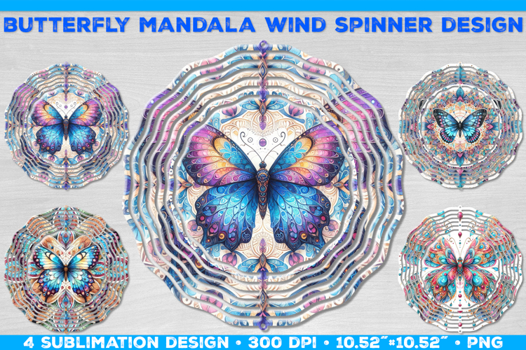Wind Spinner Sublimation Design with Watercolor Butterfly