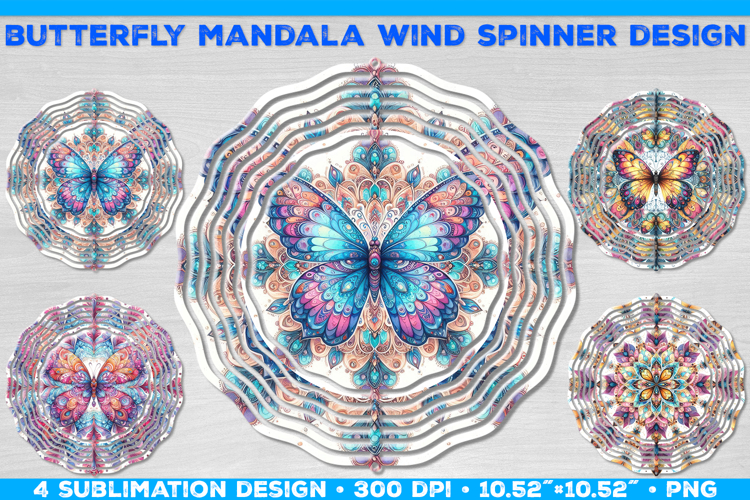 Wind Spinner Sublimation Design with Watercolor Butterfly
