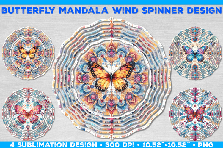 Wind Spinner Sublimation Design with Watercolor Butterfly