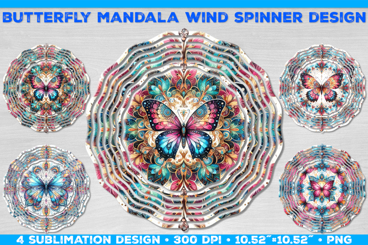 Wind Spinner Sublimation Design with Watercolor Butterfly
