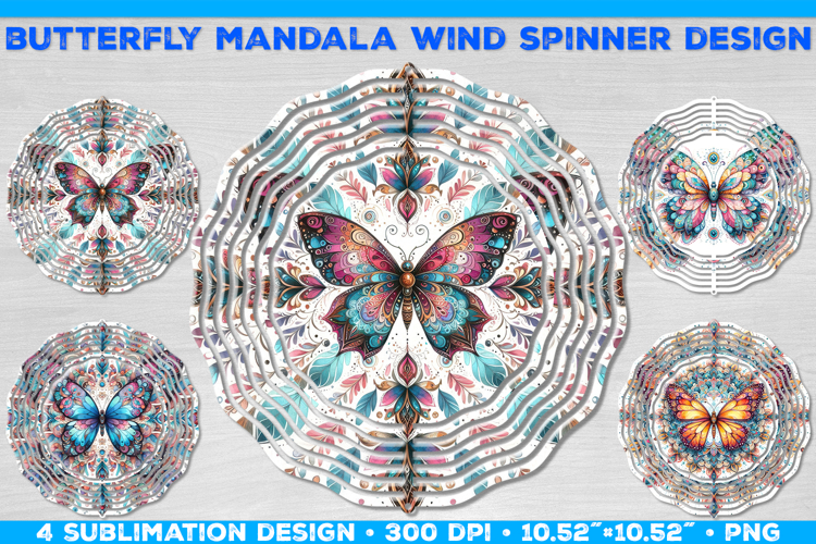 Wind Spinner Sublimation Design with Watercolor Butterfly