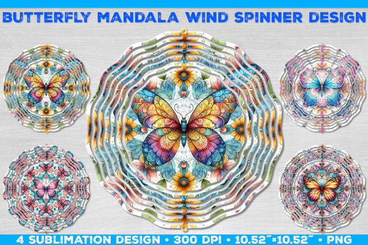 Wind Spinner Sublimation Design with Watercolor Butterfly
