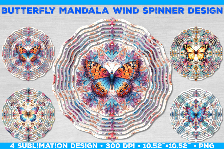Wind Spinner Sublimation Design with Watercolor Butterfly