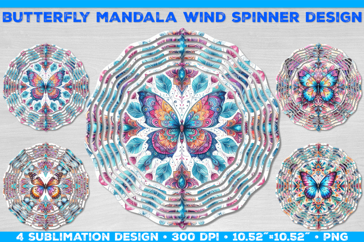 Wind Spinner Sublimation Design with Watercolor Butterfly
