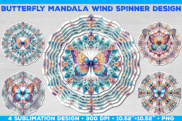 Wind Spinner Sublimation Design with Watercolor Butterfly