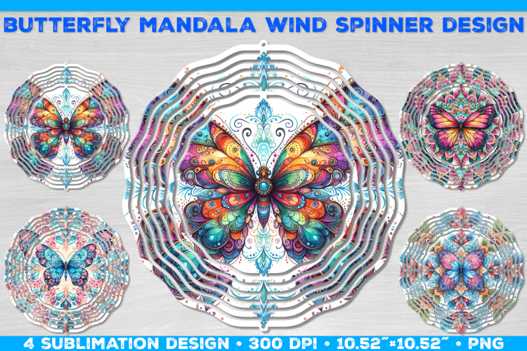Wind Spinner Sublimation Design with Watercolor Butterfly