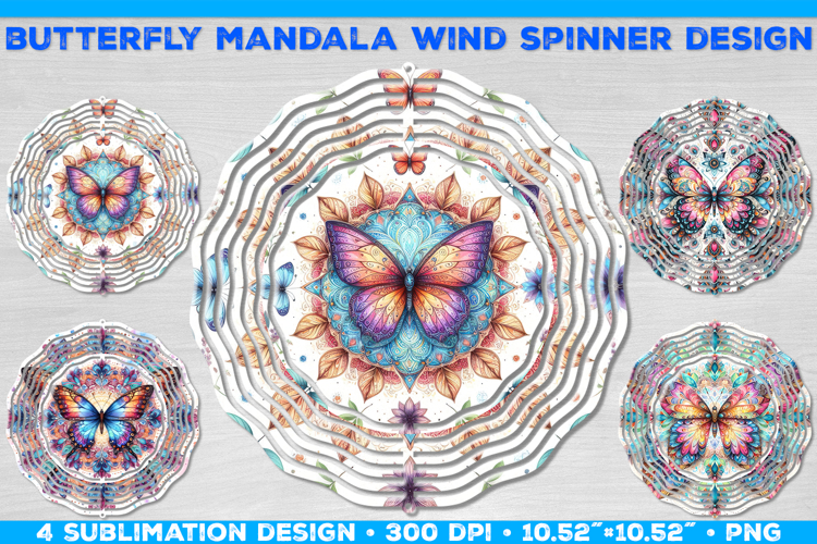 Wind Spinner Sublimation Design with Watercolor Butterfly