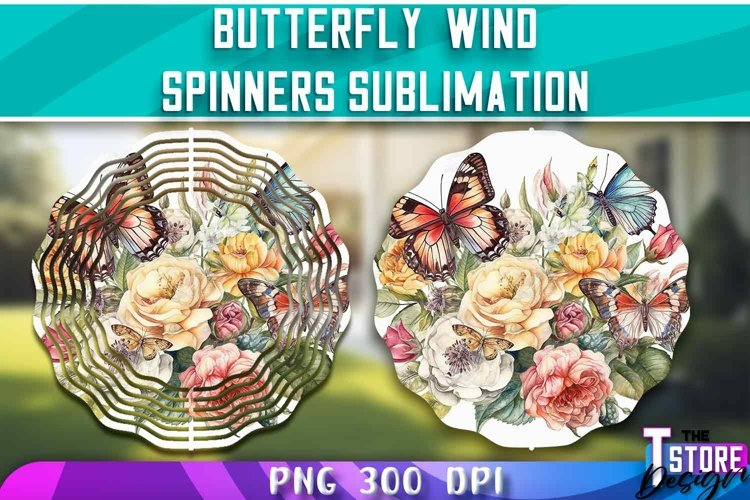 Butterflies Wind Spinners Sublimation | PNG Design |PNG File example image 1