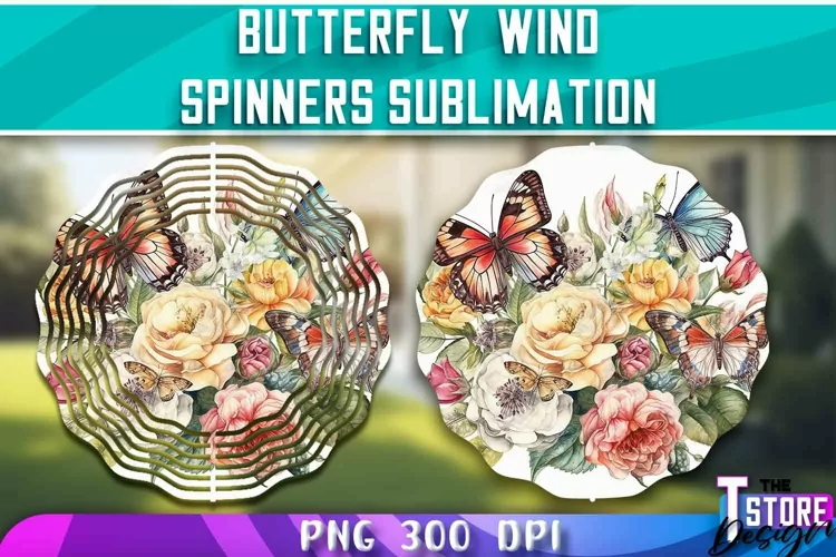 Butterflies Wind Spinners Sublimation | PNG Design |PNG File