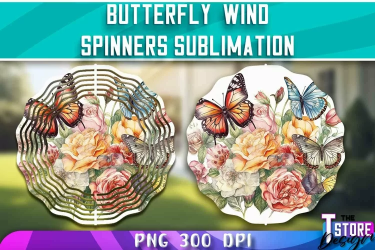 Butterflies Wind Spinners Sublimation | PNG Design |PNG File