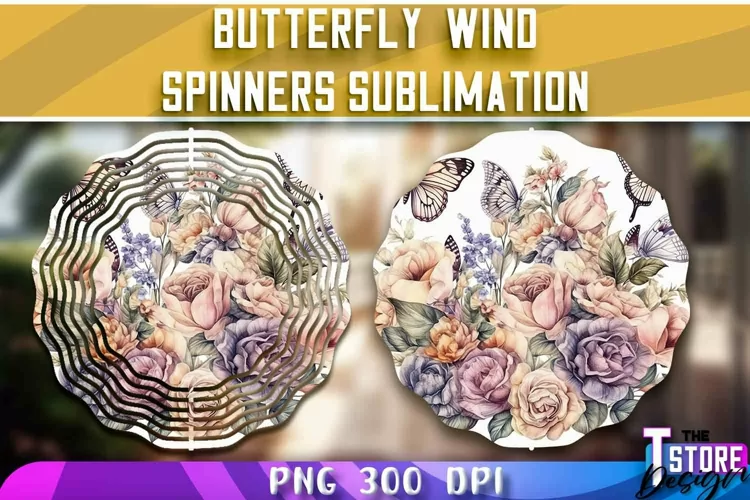 Butterflies Wind Spinners Sublimation | PNG Design |PNG File
