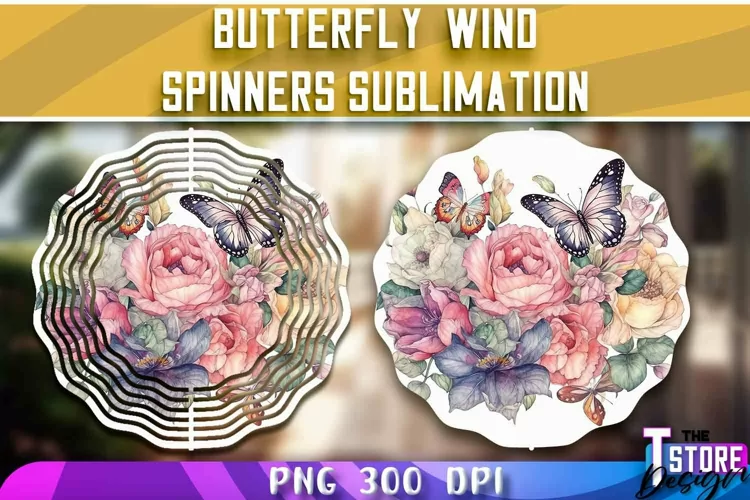 Butterflies Wind Spinners Sublimation | PNG Design |PNG File