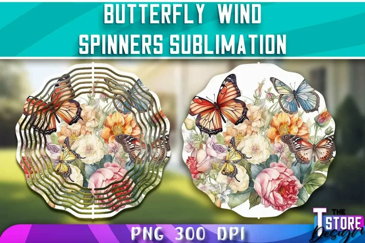Butterflies Wind Spinners Sublimation | PNG Design |PNG File