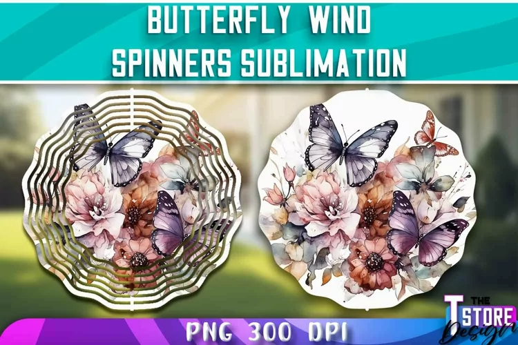 Butterflies Wind Spinners Sublimation | PNG Design |PNG File