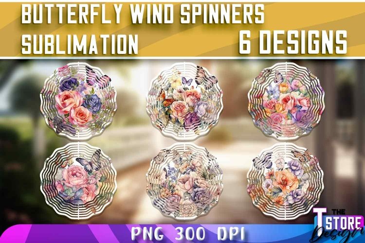 Butterfly Wind Spinners Sublimation Bundle|Butterflies PNG 2