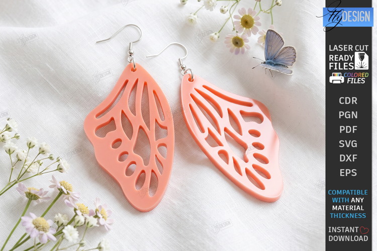 Acrylic Butterfly Wing Earrings Laser Cut | Pendant Earrings
