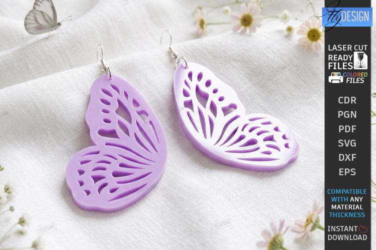 Acrylic Butterfly Wing Earrings Laser Cut | Pendant Earrings