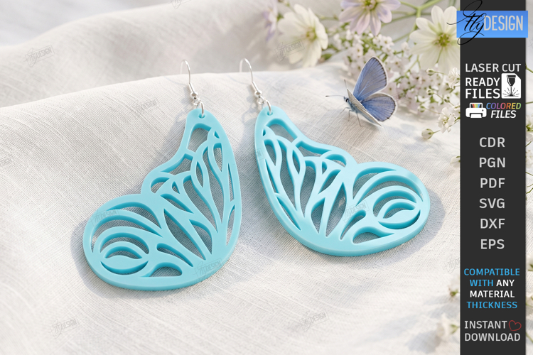 Acrylic Butterfly Wing Earrings Laser Cut | Pendant Earrings