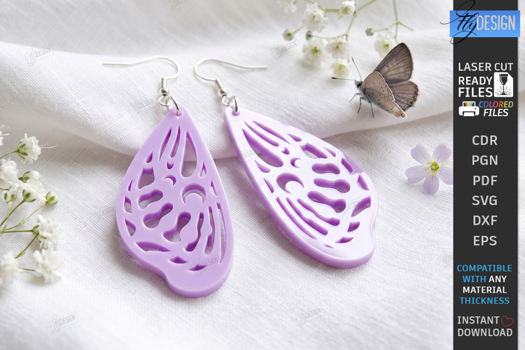 Acrylic Butterfly Wing Earrings Laser Cut | Pendant Earrings