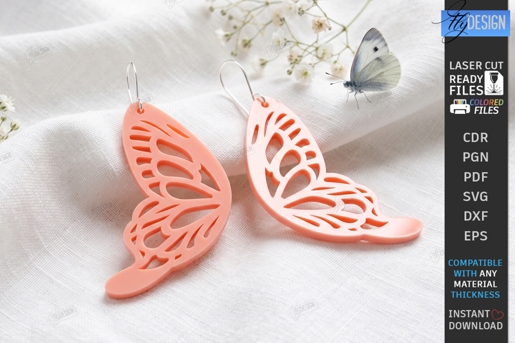 Acrylic Butterfly Wing Earrings Laser Cut | Pendant Earrings