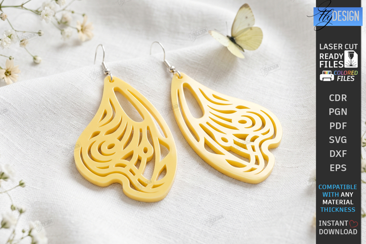Acrylic Butterfly Wing Earrings Laser Cut | Pendant Earrings