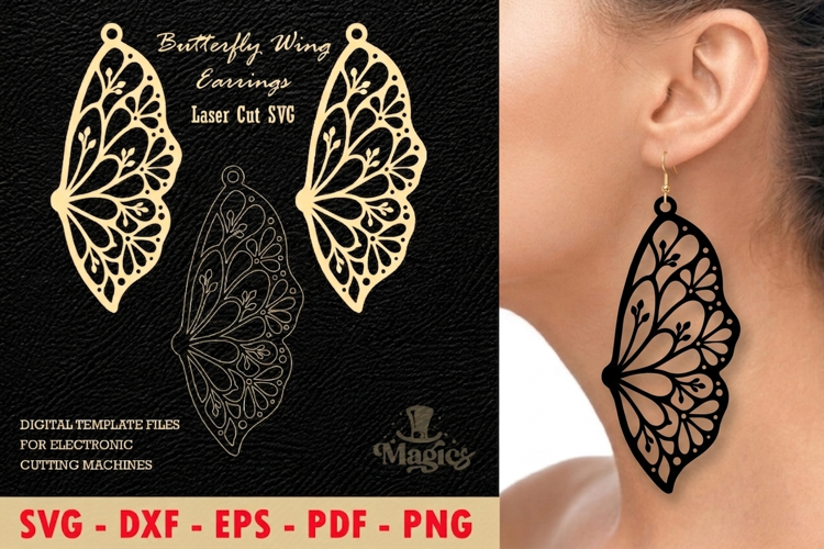 Butterfly Wing Earrings Laser Cut SVG