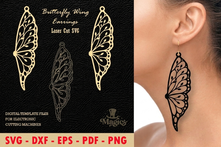 Butterfly Wing Earrings Laser Cut SVG