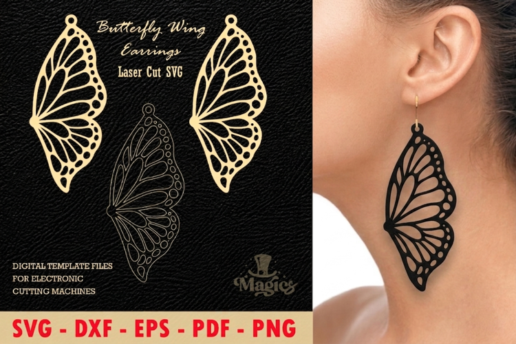 Butterfly Wing Earrings Laser Cut SVG
