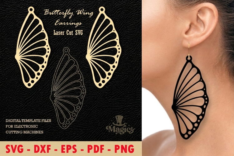 Butterfly Wing Earrings Laser Cut SVG