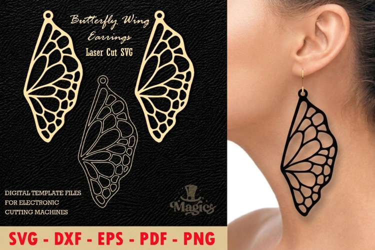 Butterfly Wing Earrings Laser Cut SVG