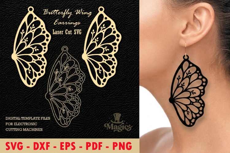 Butterfly Wing Earrings Laser Cut SVG