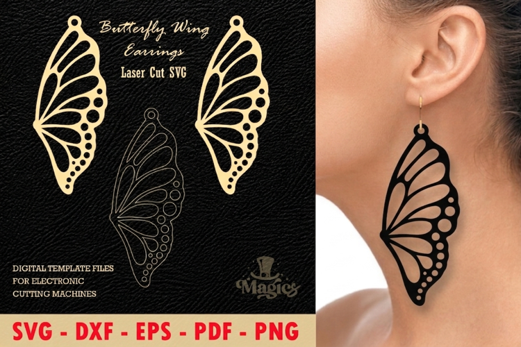 Butterfly Wing Earrings Laser Cut SVG