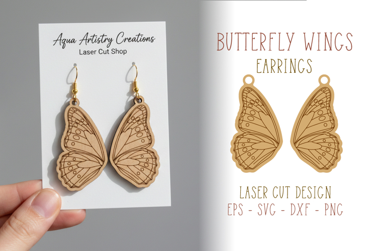 Butterfly Wings Earrings Laser Cut Template